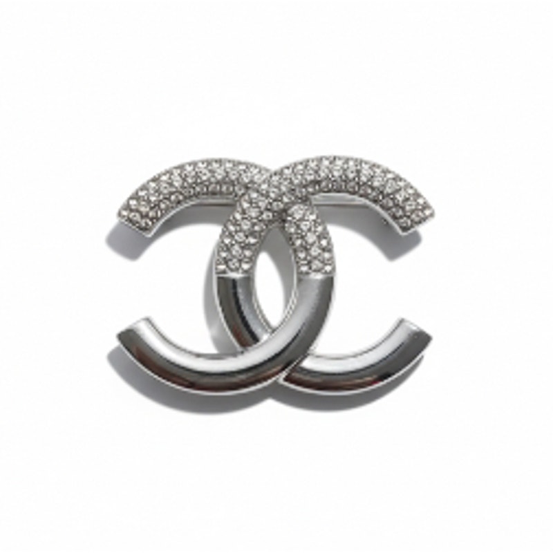 Chanel Crystal Silver Brooch 23 K (Ccxx011)